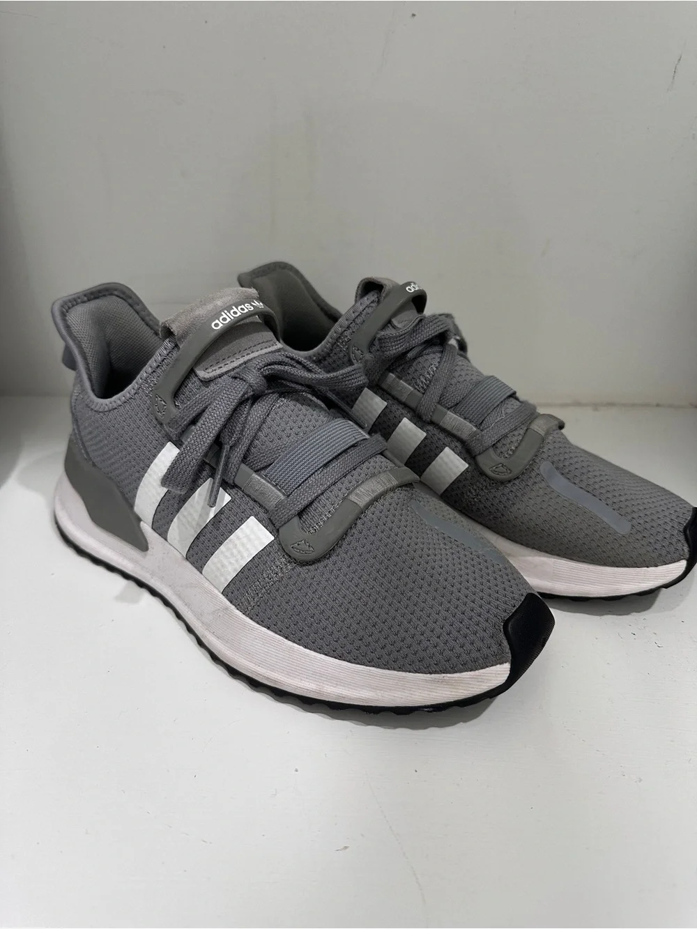 adidas Grey Athletic Mesh Running Shoes with White Stripes